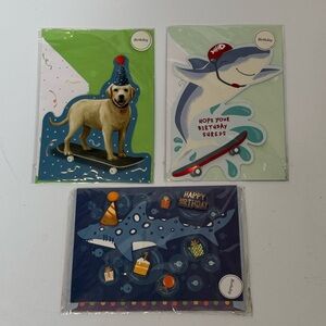 Lot of 3 Novogratz Fun Kids Birthday Greeting Cards with Animals